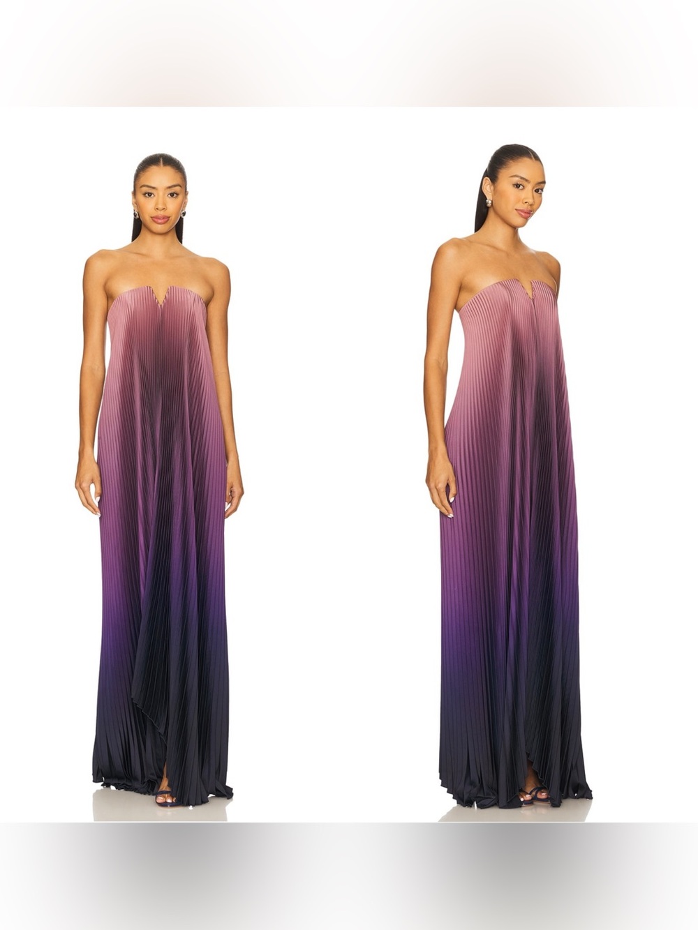 NWT L'IDEE Black Tie Gown in Dusty Dark Ombre